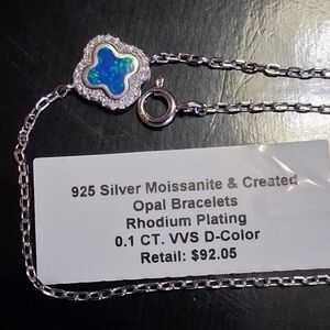 925 Silver Moissanite & Created Opal Bracelet